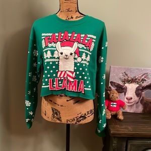 Falalala llama holiday cropped sweatshirt size medium (7-9).